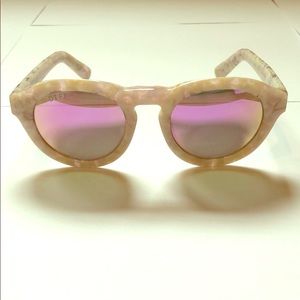 DIFF Pink Lenses White Tortoise Frame Sunglasses